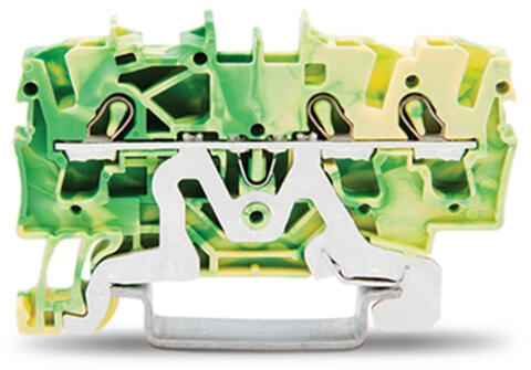 3-conductor ground terminal block; 2.5 mm²; suitable for Ex e II applications; side and center marking; for DIN-rail 35 x 15 and 35 x 7.5; Push-in CAGE CLAMP®; 2,50 mm²; green-yellow