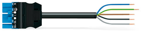 pre-assembled connecting cable; Eca; Plug/open-ended; 5-pole; Cod. I; H05VV-F 5G 1.5 mm²; 2 m; 1,50 mm²; blue