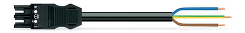câble de raccordement précâblé; Eca; Connecteur femelle/extrémité libre; 3 pôles; Cod. A; H05VV-F 3G 1,5 mm²; 1 m; 1,50 mm²; noir