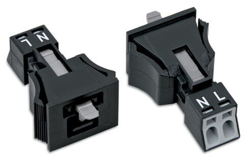 WINSTA® through-panel plug (male); MINI; snap-in; L/N marking; 2-pole; black