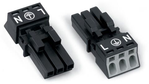 Socket; 3-pole; Cod. A; 1,50 mm²; black