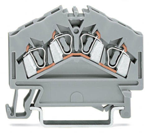 4-conductor through terminal block; 2.5 mm²; center marking; for DIN-rail 35 x 15 and 35 x 7.5; CAGE CLAMP®; 2,50 mm²; gray
