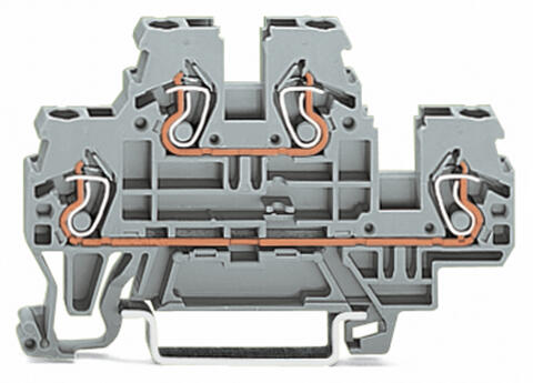 Double-deck terminal block; Through/through terminal block; L/L; for DIN-rail 35 x 15 and 35 x 7.5; 2.5 mm²; CAGE CLAMP®; 2,50 mm²; gray