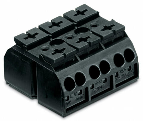 4-conductor chassis-mount terminal strip; without ground contact; 3-pole; 4 mm²; black