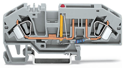 2-conductor fuse terminal block; for automotive blade-style fuses; with test option; with blown fuse indication by LED; 24 V; for DIN-rail 35 x 15 and 35 x 7.5; 6 mm²; CAGE CLAMP®; gray