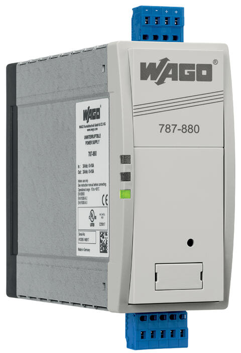 Capacitive buffer module; 24 VDC input voltage; 24 VDC output voltage; 10 A output current; 0.06 … 7.2 s buffer time; communication capability; 2,50 mm²