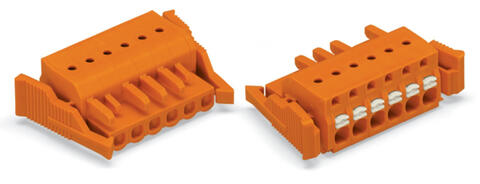 1-conductor female connector; push-button; Push-in CAGE CLAMP®; 2.5 mm²; Pin spacing 5.08 mm; 3-pole; Lateral locking levers; orange