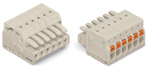 gniazdo 1-przewodowe; przycisk; Push-in CAGE CLAMP®; 1,5 mm²; raster 3,5 mm; 16-bieg.; 100% ochrona przed błędnym połączeniem; jasnoszary