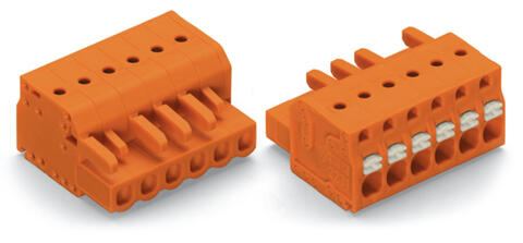 1-conductor female connector; push-button; Push-in CAGE CLAMP®; 2.5 mm²; Pin spacing 5.08 mm; 5-pole; 2,50 mm²; orange