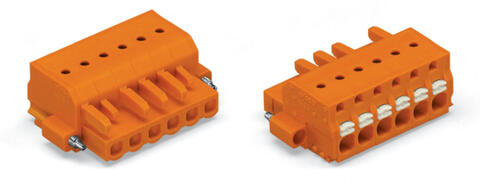 1-draads female steker; Drukknop; Push-in CAGE CLAMP®; 2,5 mm²; Rastermaat 5,08 mm; 3-polig; Schroefflens; oranje
