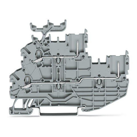 1-conductor/1-pin double deck receptacle terminal block; Through/through terminal block; L/L; with marker carrier; for DIN-rail 35 x 15 and 35 x 7.5; Push-in CAGE CLAMP®; 1,00 mm²; gray
