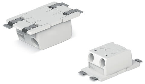 Through-Board SMD PCB Terminal Block; 0.75 mm²; Pin spacing 6.5 mm; 2-pole; Push-in CAGE CLAMP®; in tape-and-reel packaging; white