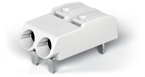 Borne pour circuits imprimés THR; Bouton-poussoir; 0,75 mm²; Pas 4 mm; 2 pôles; Push-in CAGE CLAMP®; en bande; blanc