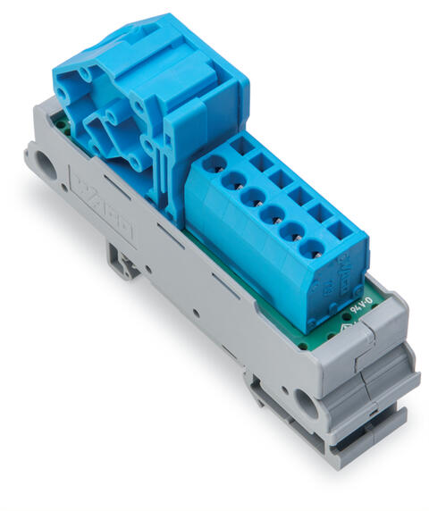 Potential distribution module; 1 potential; with 1 input clamping point; Conductor cross-section up to 16 mm²; with 6 output clamping points; Conductor cross-section up to 2.5 mm²; blue
