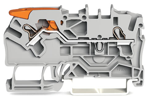 2-conductor through terminal block; with lever and Push-in CAGE CLAMP®; 2.5 mm²; with test port; side and center marking; for DIN-rail 35 x 15 and 35 x 7.5; Push-in CAGE CLAMP®; 2,50 mm²; gray