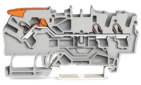 3-conductor through terminal block; with lever and Push-in CAGE CLAMP®; 2.5 mm²; with test port; side and center marking; for DIN-rail 35 x 15 and 35 x 7.5; Push-in CAGE CLAMP®; 2,50 mm²; gray