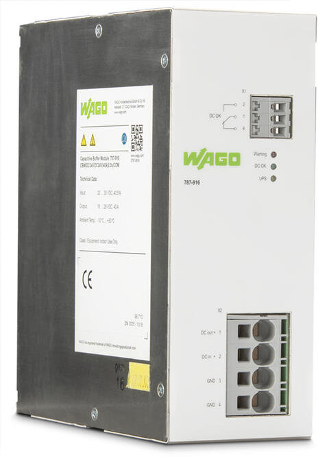 Capacitive buffer module; 24 VDC input voltage; 24 VDC output voltage; 40 A output current; Buffer time: 0.3 … 6.6 s
