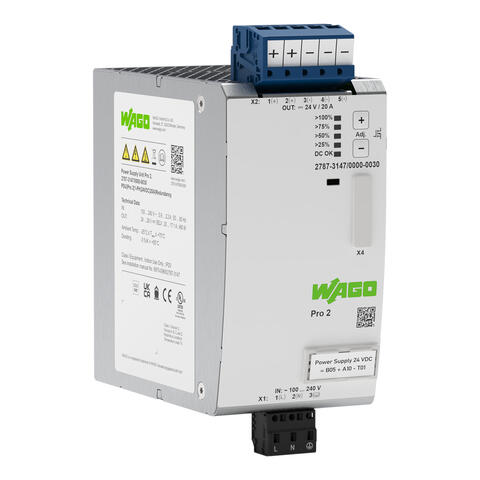 Power supply; Pro 2; 1-phase; 24 VDC output voltage; 20 A output current; TopBoost + PowerBoost; communication capability; Redundancy