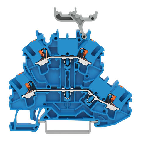 Double-deck terminal block; with push-button; Through/through terminal block; N/N; with marker carrier; for Ex e II and Ex i applications; for DIN-rail 35 x 15 and 35 x 7.5; 2.5 mm²; Push-in CAGE CLAMP®; 2,50 mm²; blue