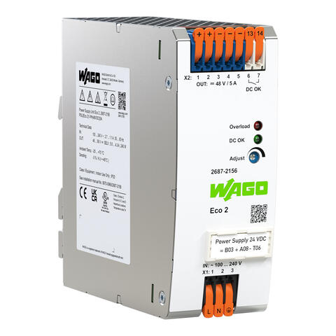 Power supply; Eco 2; 1-phase; 48 VDC output voltage; 5 A output current; DC OK contact