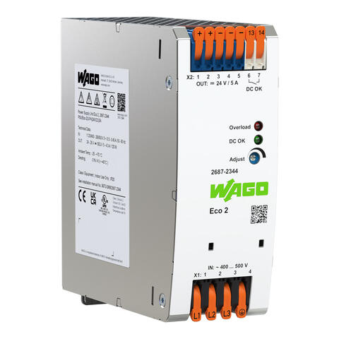Power supply; Eco 2; 3-phase; 24 VDC output voltage; 5 A output current; PowerBoost; DC OK contact