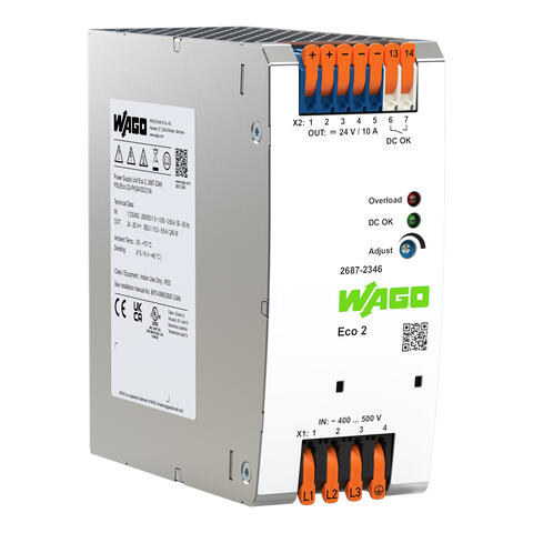 Power supply; Eco 2; 3-phase; 24 VDC output voltage; 10 A output current; DC OK contact
