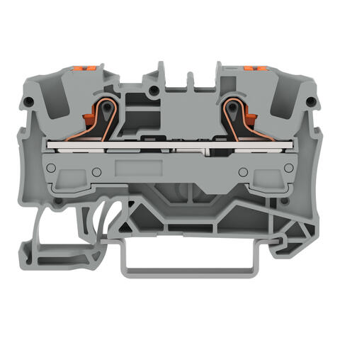 TOPJOB®S feedthrough terminal block with Push-buttons; rail mount; 2-conductor; 7.5 mm wide; gray