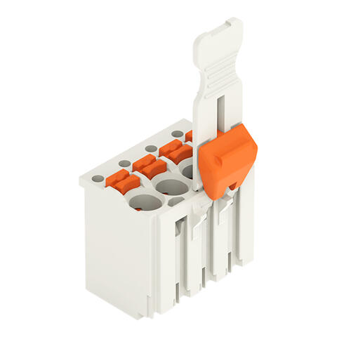 1-conductor female connector; push-button; Push-in CAGE CLAMP®; 1.5 mm²; Pin spacing 3.5 mm; 4-pole; Gripping plate sliding connector release; 1,50 mm²; light gray