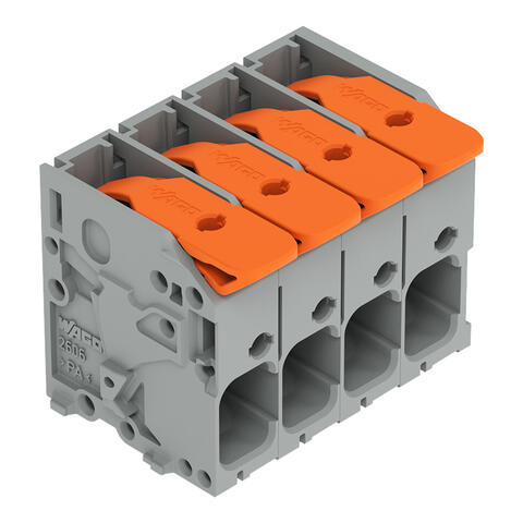 Printklem; Hendel; 6 mm²; Rastermaat 7,5 mm; 4-polig; Push-in CAGE CLAMP®; grijs