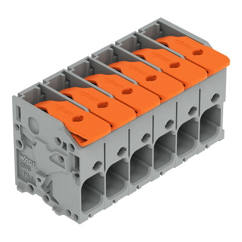 PCB terminal block; lever; 6 mm²; Pin spacing 7.5 mm; 6-pole; Push-in CAGE CLAMP®; gray
