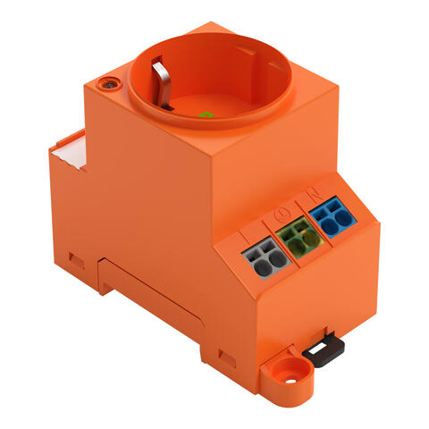 Contactdoos schakelkast; voor draagrail- en schroefmontage; voor steker type F, CEE 7/4 (SCHUKO®); gebruikelijk in DE, NL, AT; met LED-statusindicatie; met dubbele push-in CAGE CLAMP®-aansluiting; oranje