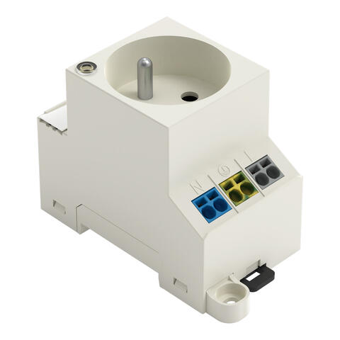 Contactdoos schakelkast; voor draagrail- en schroefmontage; voor steker type E, CEE 7/5; gebruikelijk in FR, BE, PL; met LED-statusindicatie; met dubbele push-in CAGE CLAMP®-aansluiting; lichtgrijs