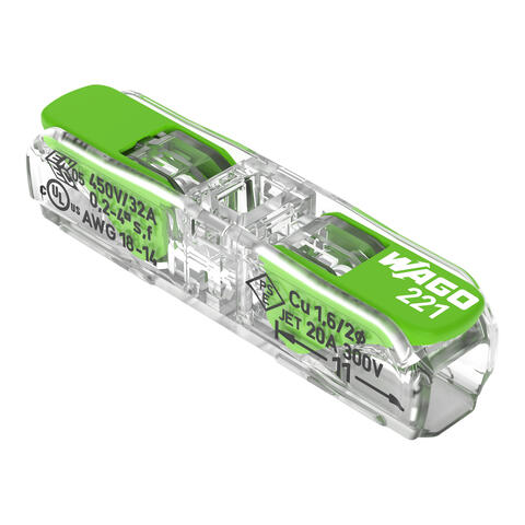 Borne à leviers Inline; Pour tous types de conducteurs; max. 4 mm²; 2 conducteurs; Couleur du boîtier transparent; Couleur de couvercle transparent; Température ambiante max. 85 °C (T85); transparent