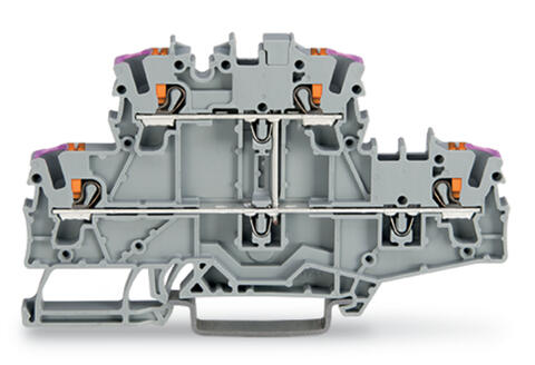 TOPJOB®S double-deck terminal block with push-buttons; internally commoned; rail mount; 4-conductor; 5.2 mm wide; gray;