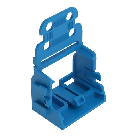 Supporto di montaggio con piastra antistrappo; connettori per 10 cavi; Serie 221 - 4 mm²; con piede di fissaggio a scatto; blu