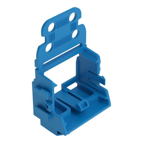 Supporto di montaggio con piastra antistrappo; connettori per 10 cavi; Serie 221 - 4 mm²; per guida DIN 15; blu