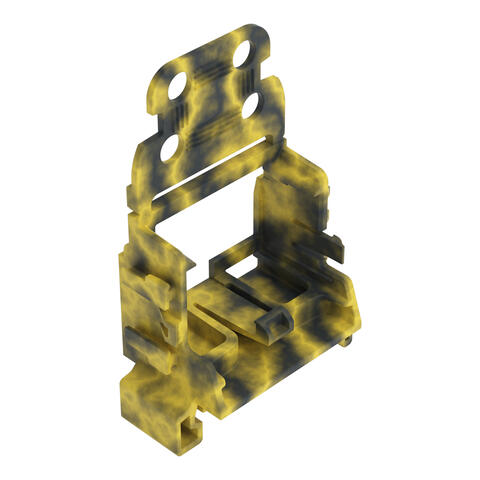 Supporto di montaggio con piastra antistrappo; connettori per 10 cavi; Serie 221 - 4 mm²; per guida DIN 35; grigio scuro-giallo