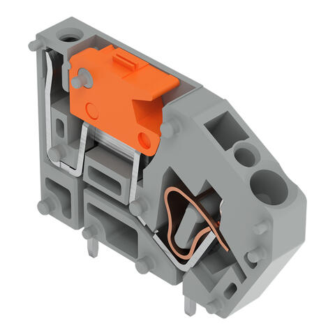 Stackable PCB terminal block; with knife disconnect; 2.5 mm²; Pin spacing 5 mm; 1-pole; CAGE CLAMP®; gray