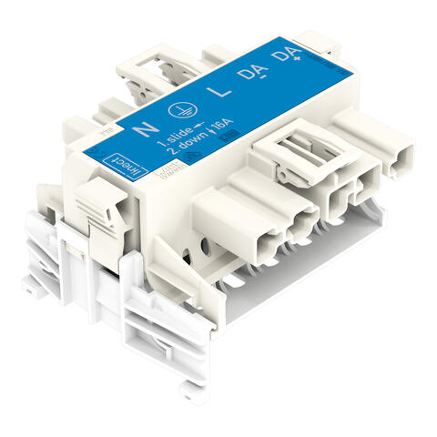Linect® T-connector; 5-pole; Cod. I; 1 input; 2 outputs; blue