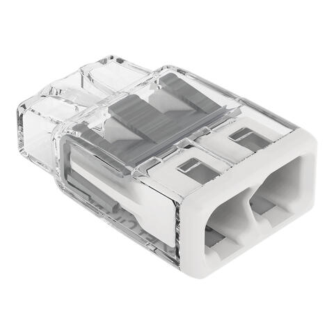 COMPACT PUSHWIRE® splicing connector; for solid and stranded conductors; max. 12 AWG; 2-conductor; transparent housing; white cover