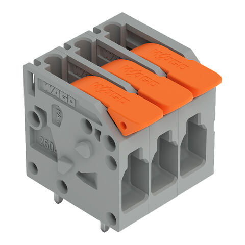 PCB terminal block; lever; 4 mm²; Pin spacing 5 mm; 3-pole; Push-in CAGE CLAMP®; gray