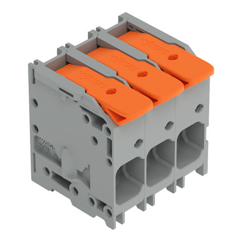 PCB terminal block; lever; 16 mm²; Pin spacing 10 mm; 3-pole; Push-in CAGE CLAMP®; gray