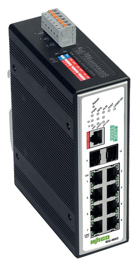 Industrial Managed Switch; 8-port 100Base-TX; 2-Slot 1000BASE-SX/LX; PROFINET; Extended temperature range