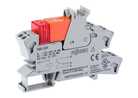 Relay module; Nominal input voltage: 115 VAC; 1 changeover contact; Limiting continuous current: 16 A; Red status indicator; Module width: 15 mm; 2,50 mm²; gray