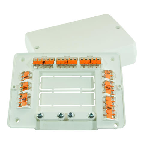WAGO Box; Branch; for multicore cables; L32; 221 Series; max. 4 mm² connectors; with integrated splicing connectors ; for BS 5733 - MF; white