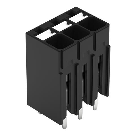 THR PCB terminal block; push-button; 1.5 mm²; Pin spacing 3.5 mm; 3-pole; Push-in CAGE CLAMP®; Solder pin length 1.5 mm; black