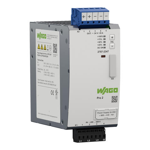 Power supply; Pro 2; 3-phase; 24 VDC output voltage; 20 A output current; TopBoost + PowerBoost; communication capability