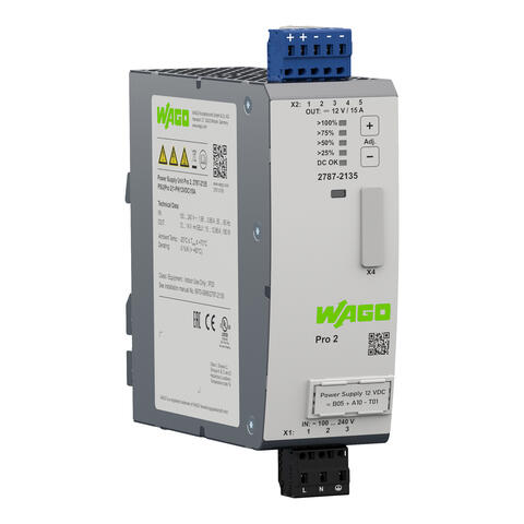 Power supply; Pro 2; 1-phase; 12 VDC output voltage; 15 A output current; TopBoost + PowerBoost; communication capability