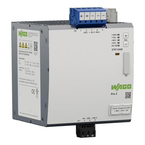 Power supply; Pro 2; 1-phase; 24 VDC output voltage; 40 A output current; TopBoost + PowerBoost; communication capability; Input voltage range: 200 … 240 VAC