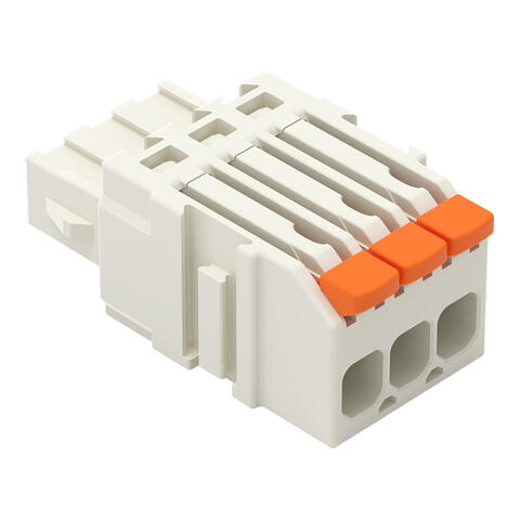 gniazdo 1-przewodowe; dźwignia; Push-in CAGE CLAMP®; 1,5 mm²; raster 3,5 mm; 3-bieg.; 100% ochrona przed błędnym połączeniem; 1,50 mm²; jasnoszary